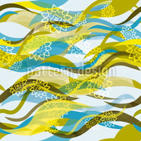 patterned-wallpaper-design-with-waves-and-flowers