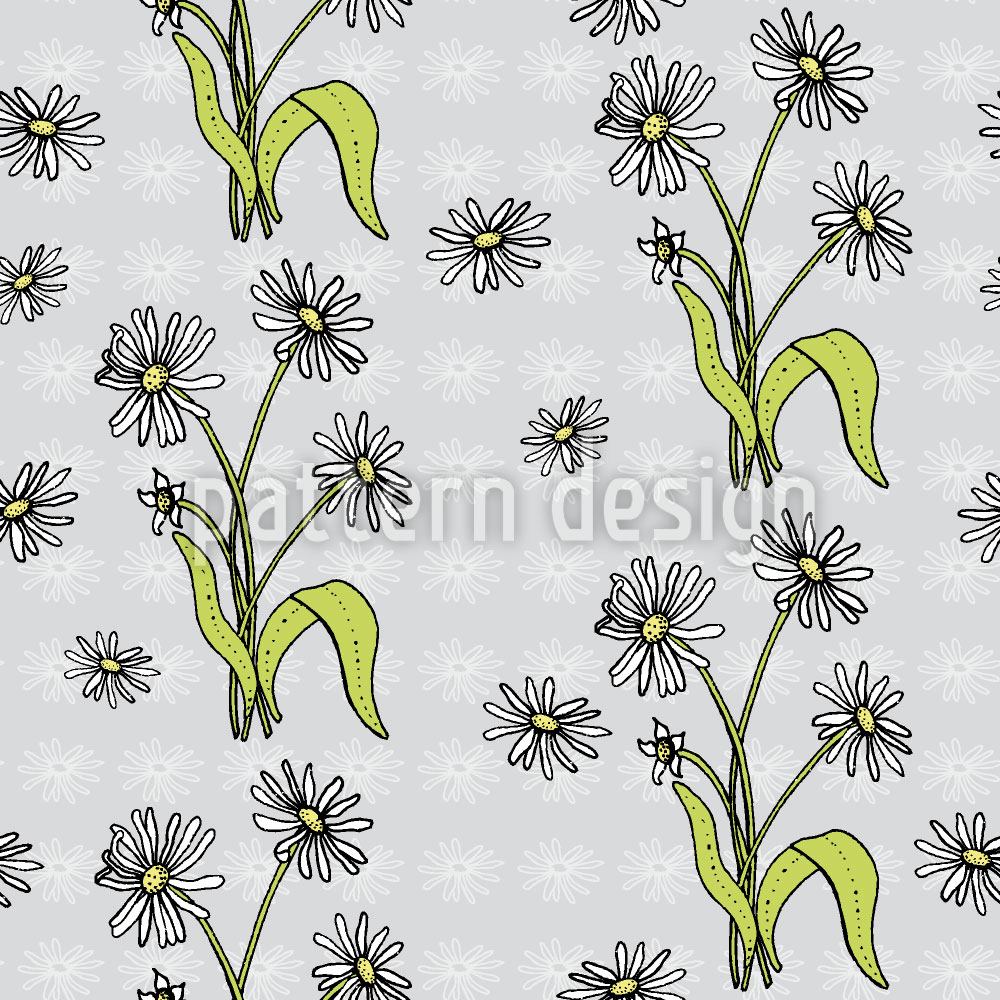 patterned-wallpaper-daisy-flowers-grey