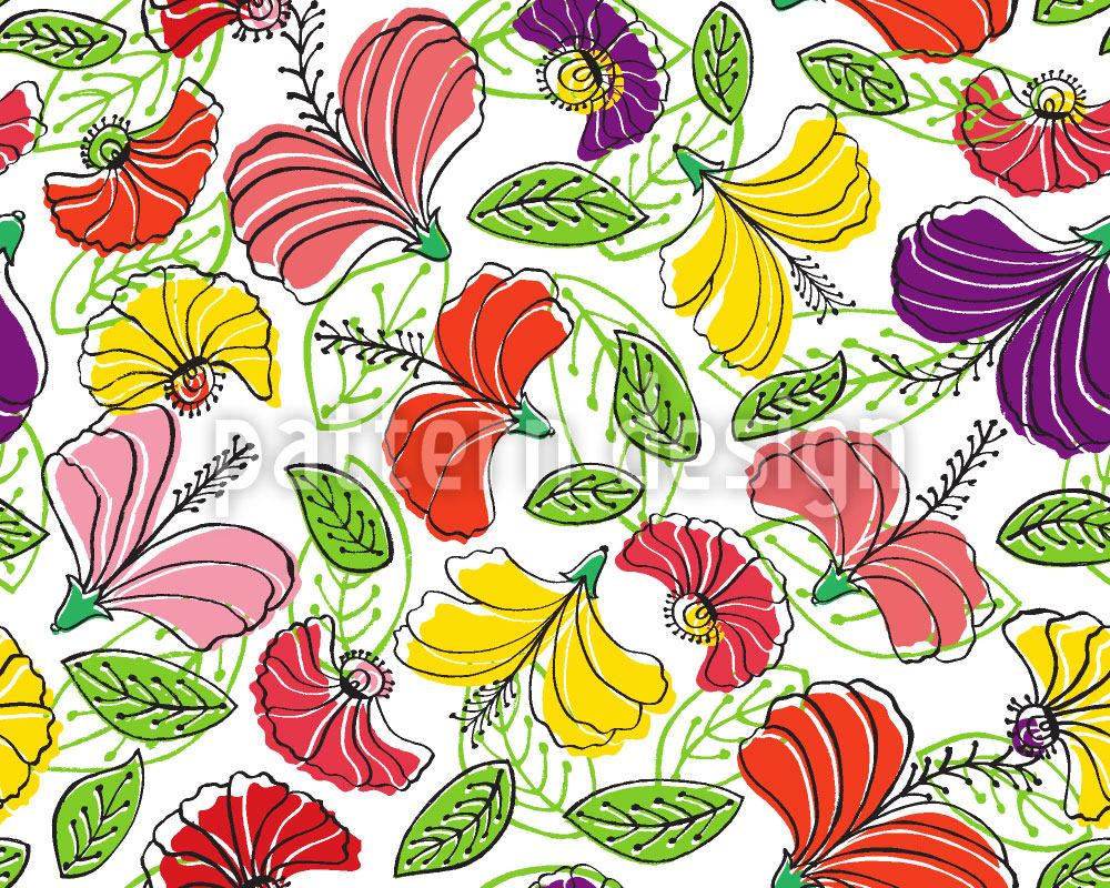 patterned-wallpaper-paradise-flowers-fantasy