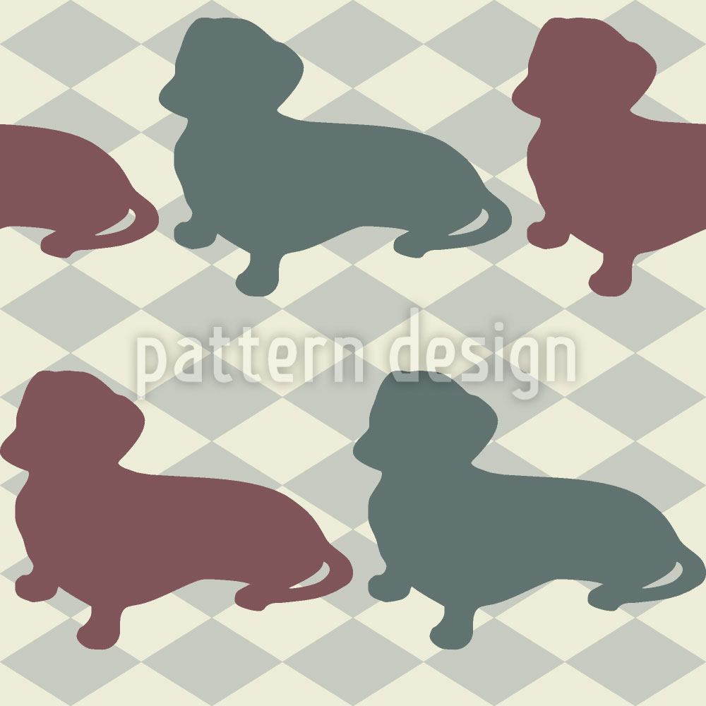 patterned-wallpaper-dachshund-check-mate