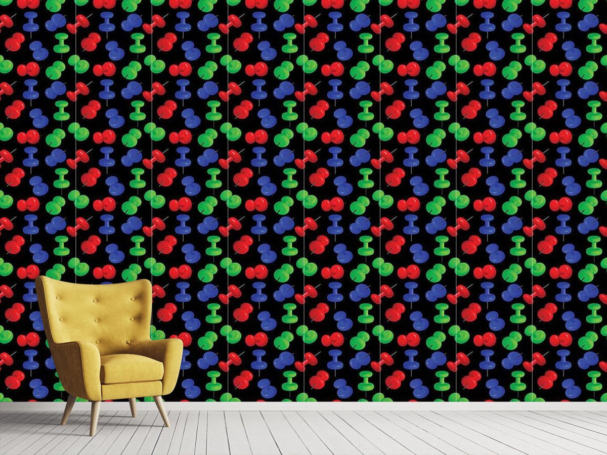 patterned-wallpaper-push-pins