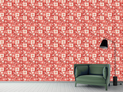 patterned-wallpaper-round-retro-flowers