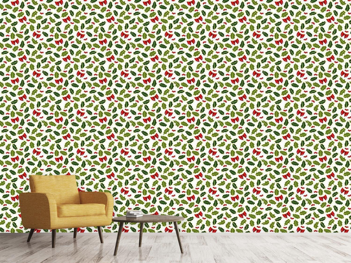 patterned-wallpaper-holly-christmas