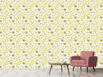 patterned-wallpaper-birds-fly-over-the-flower-bed