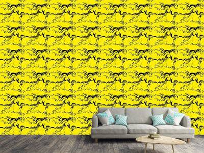 patterned-wallpaper-calligraphy-on-yellow