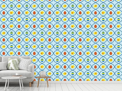 patterned-wallpaper-easter-daffodils-blue