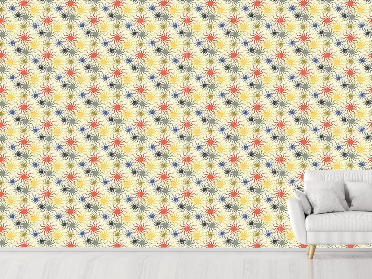 patterned-wallpaper-starfish-on-yellow