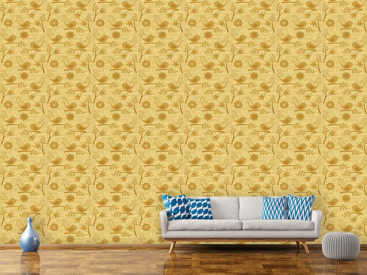 patterned-wallpaper-golden-birdsong