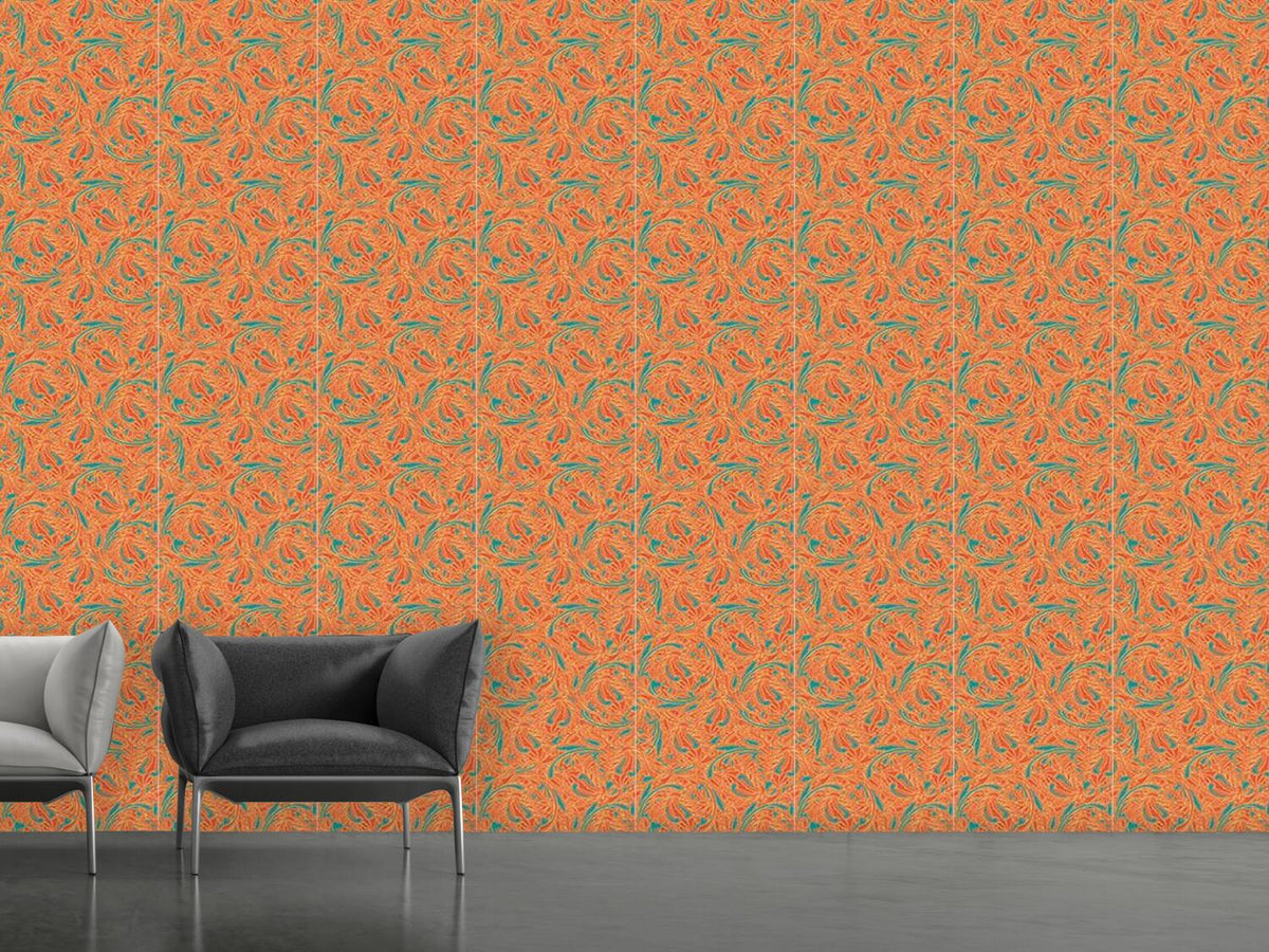 patterned-wallpaper-copper-engraving-orange