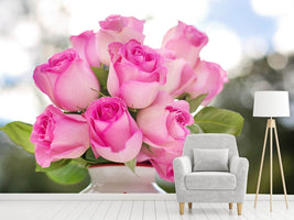 photo-wallpaper-bouquet-of-roses-in-pink