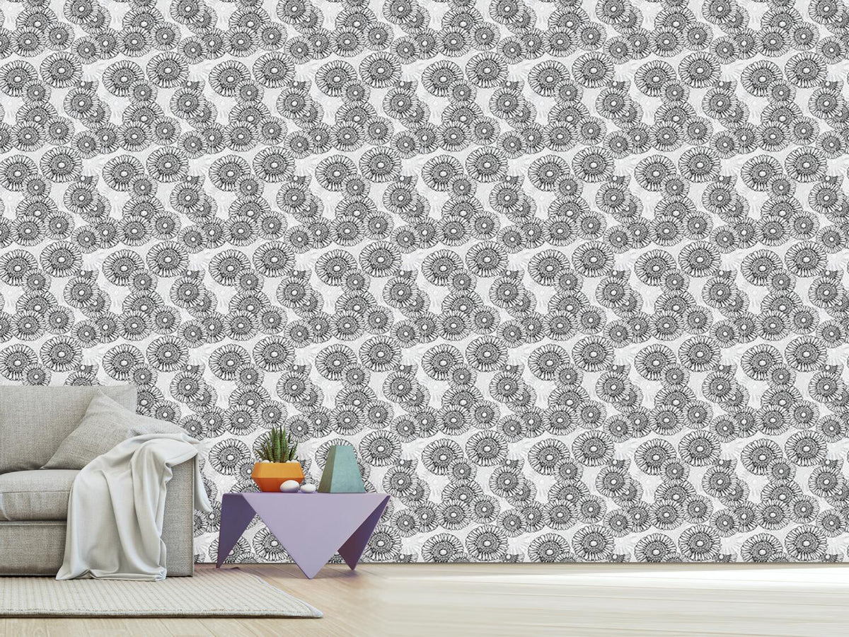 patterned-wallpaper-sun-flowers-grey