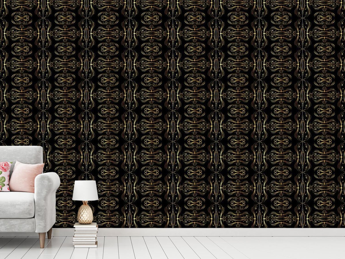 patterned-wallpaper-flourishes-in-gold