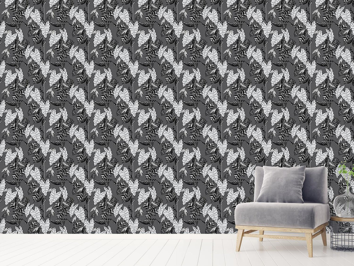 patterned-wallpaper-retro-leaves