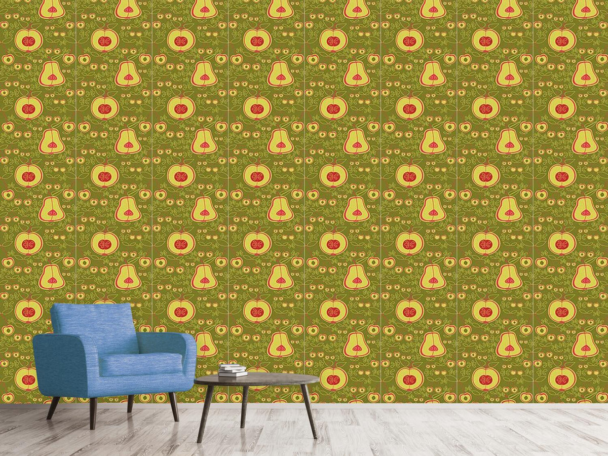 patterned-wallpaper-fruit-garden-green