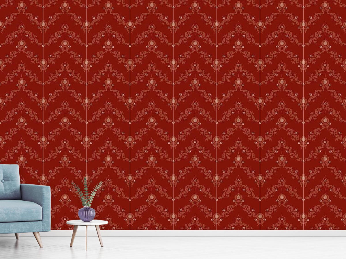 patterned-wallpaper-floral-baroque-red