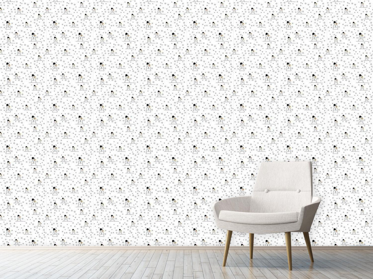 patterned-wallpaper-snowman-fun