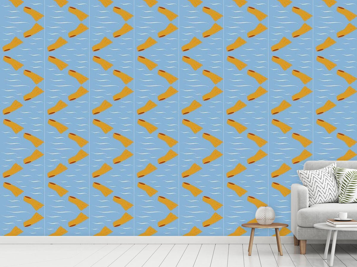 patterned-wallpaper-duck-feet-in-orange-season