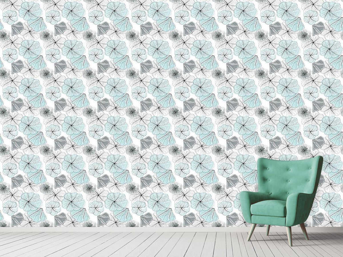 patterned-wallpaper-hibiscus-blossoms-aqua