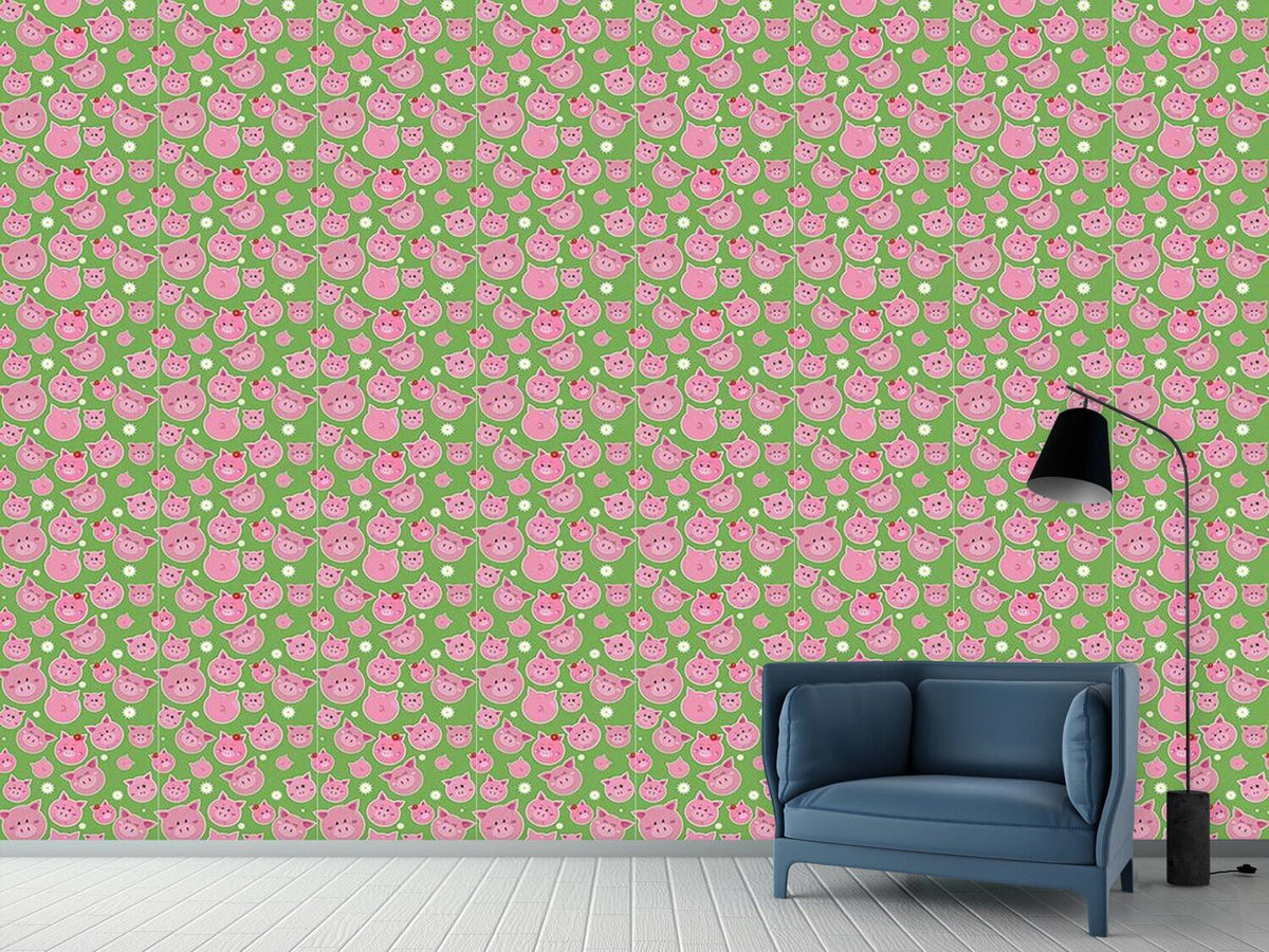 patterned-wallpaper-family-pig-is-very-lucky