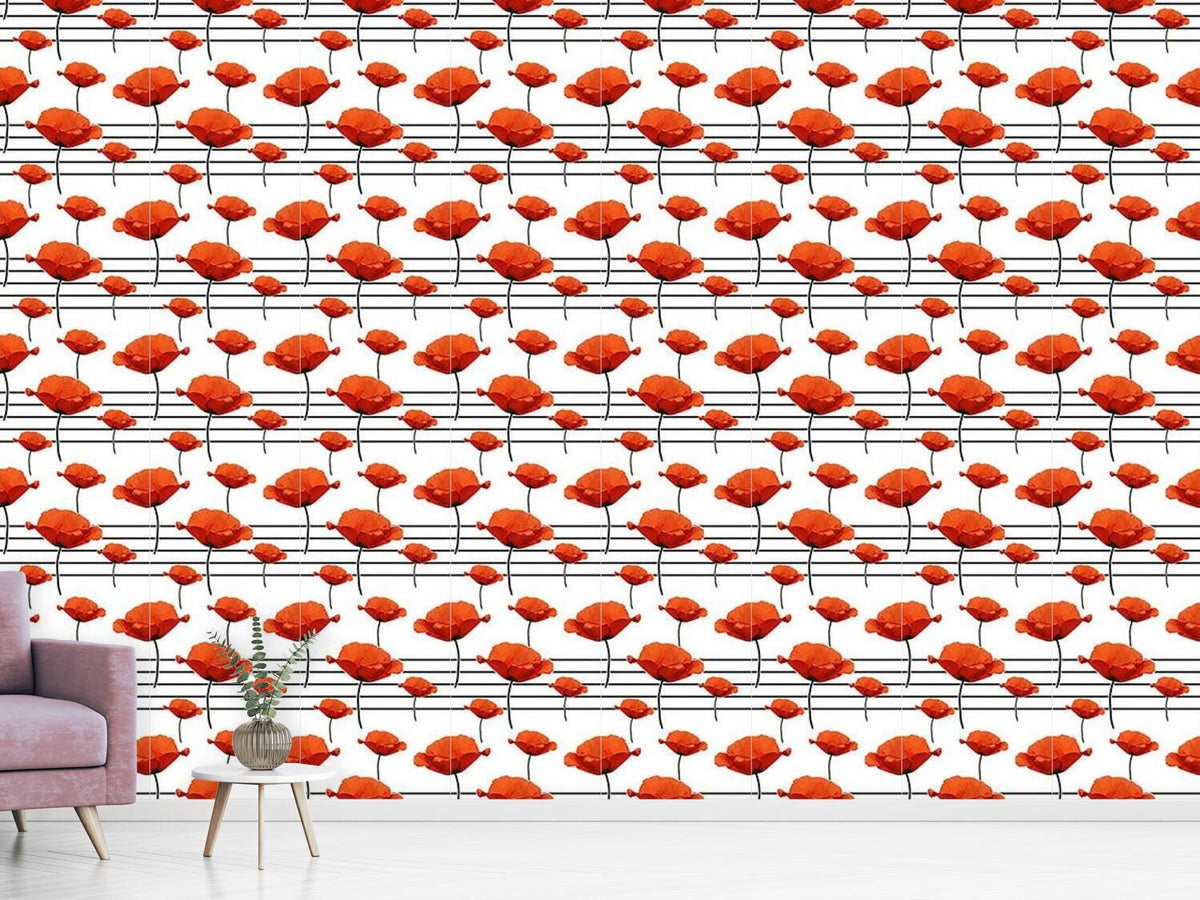 patterned-wallpaper-melody-of-the-poppy-flowers