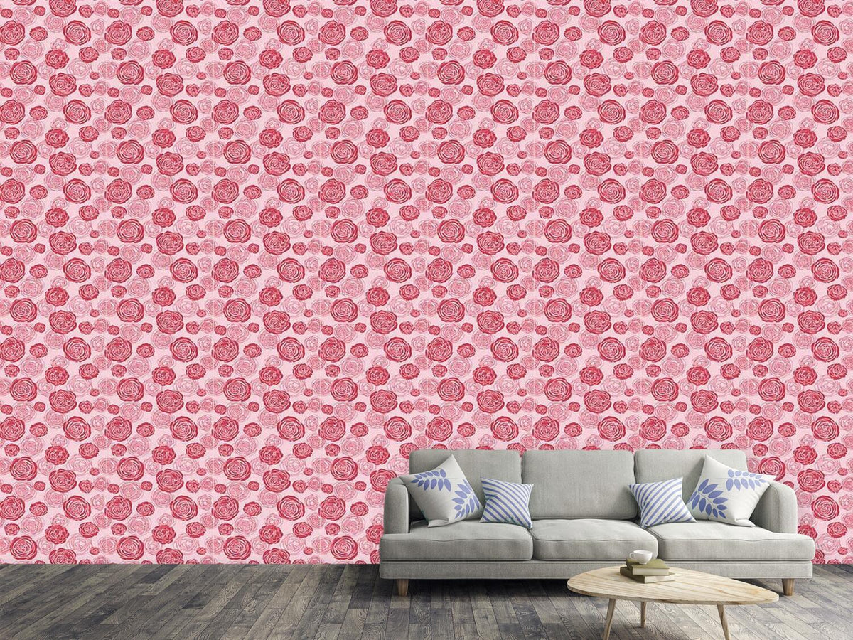 patterned-wallpaper-rose-blooms-red-pink