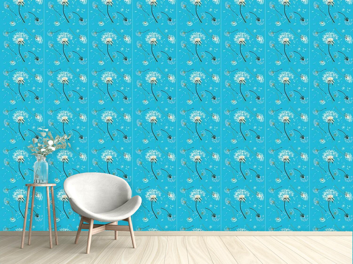 patterned-wallpaper-dandelions-blue