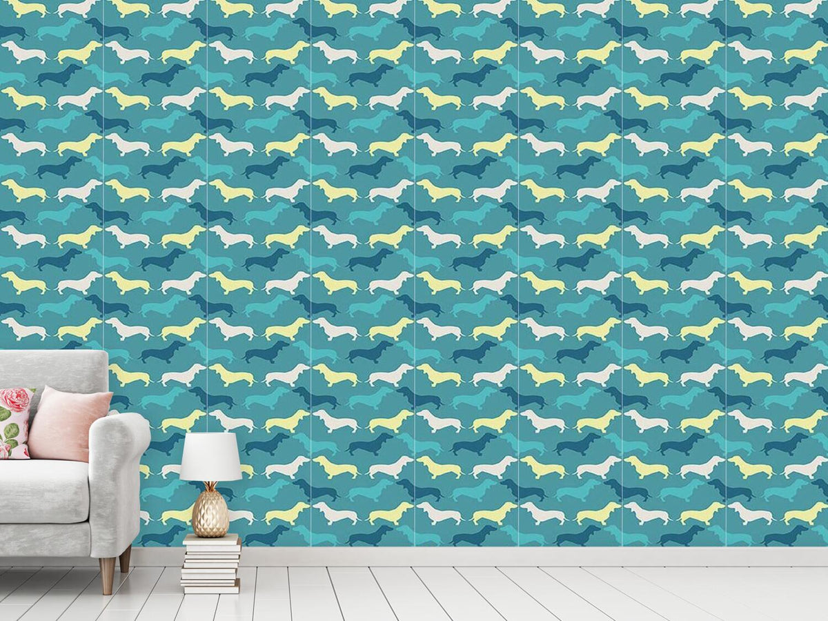 patterned-wallpaper-dachshund-petrol