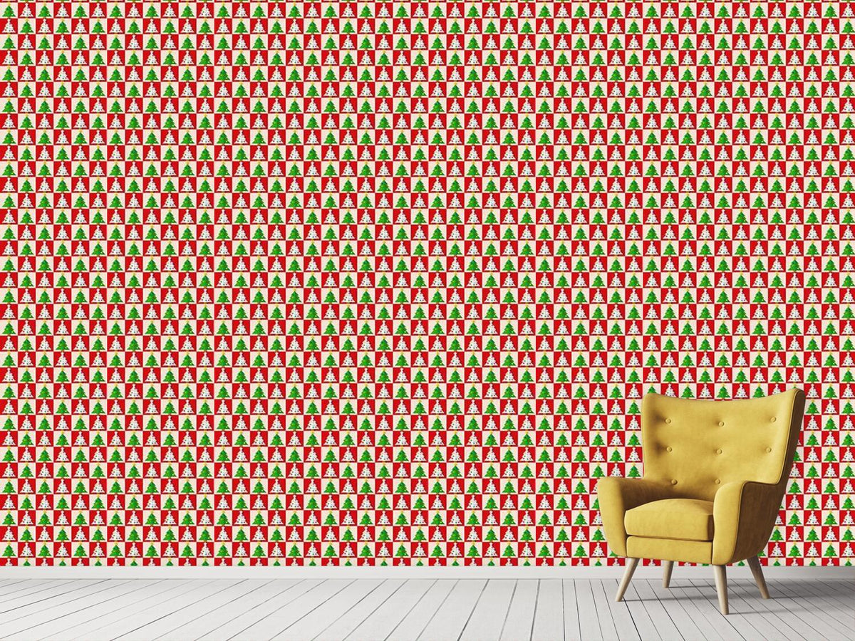 patterned-wallpaper-chess-with-christmas-trees